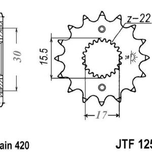 Kit de lant EK - Argintiu lant 420 DEH, Non-sealed, pinion fata JT, foaie spate JT pentru HONDA CR 80 R / RB 1986-2002 - Img 3