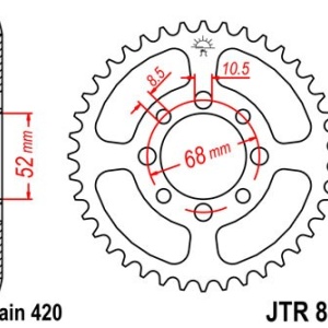 Kit de lant EK - Argintiu lant 420 DEH, Non-sealed, pinion fata JT, foaie spate JT pentru SUZUKI DR-Z 110 2003-2005 - Img 5
