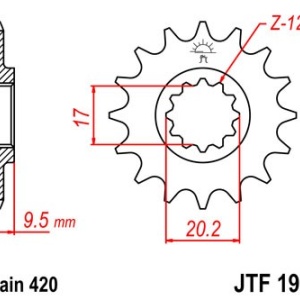 Kit de lant EK - Argintiu lant 420 SH, Non-sealed, pinion fata JT, foaie spate JT pentru GAS GAS MC 65 2021-2023 - Img 3