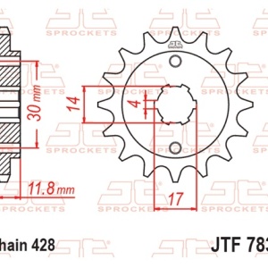 Kit de lant EK - Argintiu lant 428 DEH, Non-sealed, pinion fata JT, foaie spate JT pentru BENELLI BN 125 2017-2024 - Img 3