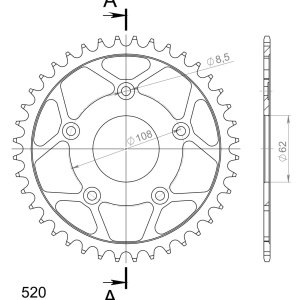 Kit de lant EK - Argintiu lant 520 DEX, X-Ring, pinion fata SUPERSPROX, foaie spate SUPERSPROX pentru APRILIA RS 125 2T 2004-2005 - Img 5