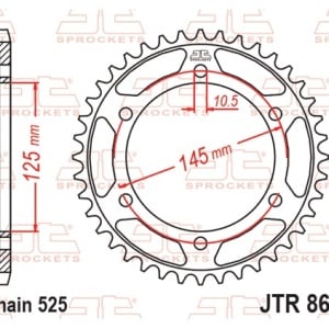 Kit de lant EK - Argintiu lant 525 SRO, O-ring, pinion fata JT cauciucat, foaie spate JT pentru YAMAHA TDM 850 1991-1995 - Img 6