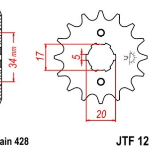 Pinion fata JT JTF 1264-14 14T, 428 - Img 2