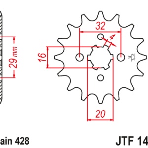 Pinion fata JT JTF 1425-14 14T, 428 - Img 2