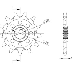 Pinion fata SUPERSPROX CST-1323:13 13T, 520 - Img 2