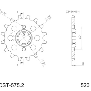 Pinion fata SUPERSPROX CST-575:15 15T, 520 - Img 2