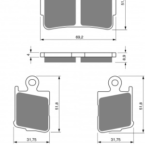 Placute de frana GOLDFREN 298 S33 STREET FRONT (1 set = 2pcs small/large)