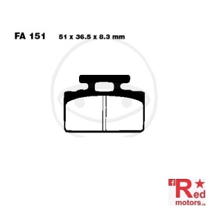 Placute frana fata SCOOTER EBC 51x36.5x8.3 FA151 pentru SYM DD 25, Mio 100, Tonik 110