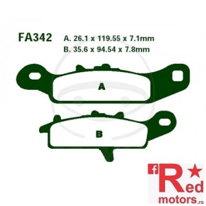 Placute frana fata SINTERED R EBC ALTN 26.1x119.55x7.1/35.6x94.54x7.8 FA342 pentru Kawasaki KFX 450, KFX 700, KVF 650,