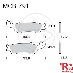 Placute frana fata SINTERED RSI TRW ALTN 93.8x31.1x7.2/93.8x31.1x7.2 MCB791 pentru Yamaha YZ 125, YZ 250, YZ 450