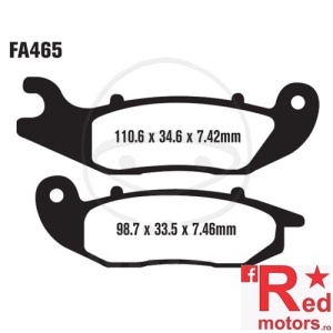 Placute frana fata STD EBC 110.6x34.6x7.42/98.7x33.5x7.46 FA465 pentru AJP PR3 125, 240, Derbi Mulhacen 125, HM-Moto CRE B 125, Honda CRF 250, Rieju Tango 125