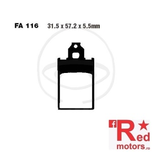 Placute frana fata STD EBC ALTN 31.5x57.2x5.5 FA116 pentru Aprilia Red Rose 50 Classic 4, Simson Schikra 125