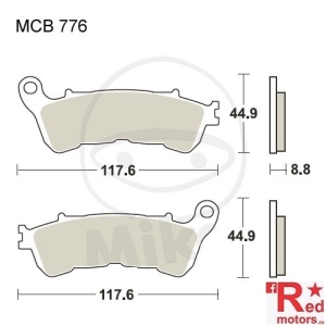 Placute frana fata STD TRW ALTN 117.6x44.9x8.8/117.6x44.9x8.8 MCB776 pentru Honda CB 600, CB 1000, CTX 1300, NSS 250 X, XL 1000