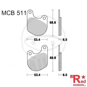 Placute frana fata STD TRW ALTN 53.4x68.8x6.5/53.4x68.8x6.5 MCB511 pentru Harley Davidson FX 1200, FXB 1340, FXRT 1340, XLH 1000, XLX-61 1000