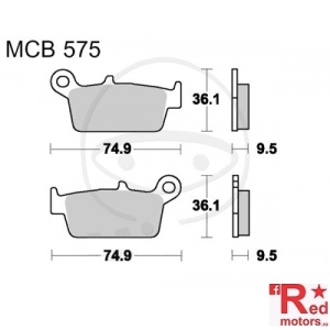Placute frana fata STD TRW ALTN 74.9x36.1x9.5/74.9x36.1x9.5 MCB575 pentru AJP PR5 250, Gas Gas EC 125, EC 200, EC 250, EC 300, HM-Moto CRE F 250, Honda CR 80, CR 250, Kawasaki KLX 250