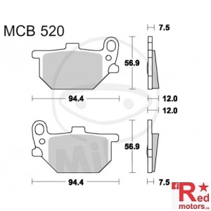 Placute frana fata STD TRW ALTN 94.4x56.9x7.5x12/94.4x56.9x12x7.5 MCB520 pentru Yamaha XS 750 SE