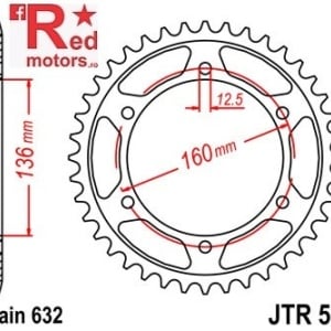 Foaie/pinion spate JTR500.40 632 cu 40 de dinti pentru Kawasaki GPZ 1000