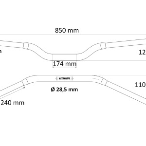 Homologated handlebars ACCOSSATO HBT185N Negru (diameter 28,5mm, length 850mm) - Img 2
