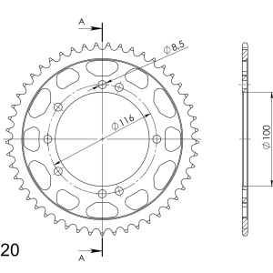 Kit de lant EK - Argintiu lant 420 SH, Non-sealed, pinion fata SUPERSPROX, foaie spate SUPERSPROX pentru KAWASAKI KX 80 1986-1997 - Img 5
