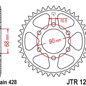Kit de lant EK - Argintiu lant 428 DEH, Non-sealed, pinion fata SUPERSPROX, foaie spate JT pentru HONDA CB 125 R 2021 - Img 5
