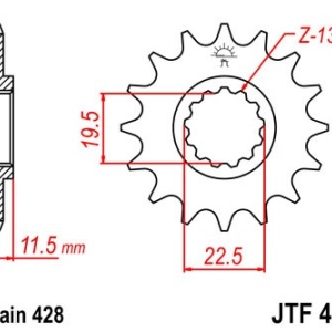 Kit de lant EK - Argintiu lant 428 SRO, O-ring, pinion fata JT, foaie spate JT pentru KAWASAKI KLX 125 (<2006) 2003-2006 - Img 3
