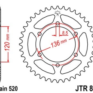 Kit de lant EK - Argintiu lant 520 H, Non-sealed, pinion fata JT, foaie spate JT pentru YAMAHA TDR 250 1988-1990 - Img 5