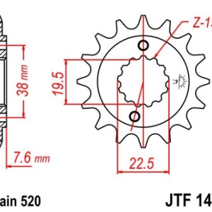Kit de lant EK - Auriu lant 520 MVXZ, X-Ring, pinion fata JT, foaie spate JT pentru ATV ARCTIC CAT DVX 400 2004-2008 - Img 2