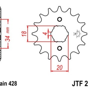 Pinion fata JT JTF 259-17 17T, 428 - Img 2