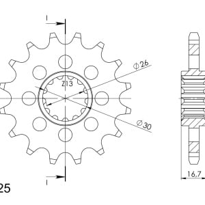 Pinion fata SUPERSPROX CST-1370:16 16T, 525 - Img 2