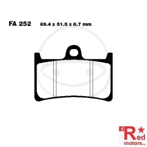 Placute frana fata CARBON SCOOTER EBC 69.4x51.5x8.7 FA252 pentru Yamaha XP 500, XP 530