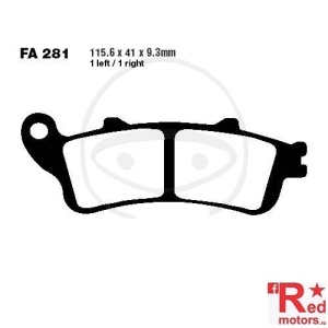 Placute frana fata SCOOTER SINTERED HH EBC ALTN 115.6x41x9.3 FA281 pentru Honda FES 125 Pantheon, FJS 600 D Silver Wing, NSS 250 Jazz