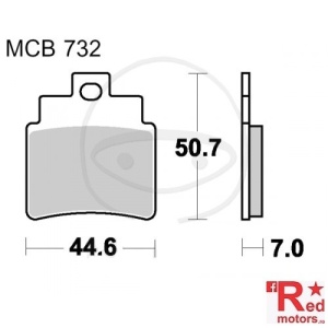 Placute frana fata SCOOTER SINTERED SRM TRW ALTN 44.6x50.7x7 MCB732 pentru Kymco Grand Dink 250, SYM GTS 125, Joymax 125