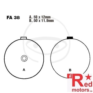 Placute frana fata semi-sinterizate 50x12/50x11.9 EBC FA38 pentru Suzuki GS 500, GS 550, GS 750, GS 850, GS 1000, GT 250