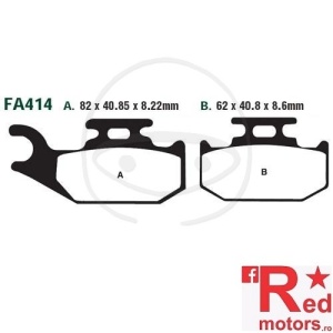 Placute frana fata SINTERED R EBC ALTN 82x40.85x8.22/62x40.8x8.6 FA414 pentru Suzuki LT-A 400, LT-A 450, LT-A 500, LT-A 750, LT-F 400