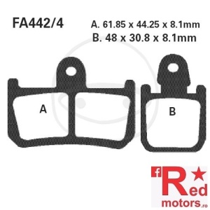 Placute frana fata sinterizate 61.85x44.25x8.1/48x30.8x8.1 EBC FA442/4 pentru Yamaha MT-01 1700, V-Max 1700, YZF-R1 1000