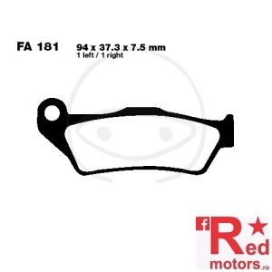 Placute frana fata sinterizate 94x37.3x7.5 EBC FA181 pentru Aprilia MX 125, RST 1000, RX 125, BMW G 450, Cagiva Elefant 750, Ducati Monster 620, Gas Gas EC 200, Harley Davidson XG 500, Husaberg FC 350, Husqvarna CR 250, KTM Adventure 1190