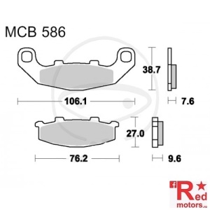 Placute frana fata STD TRW ALTN 106.1x38.7x7.6/76.2x279.6 MCB586 pentru Kawasaki GPZ 500, KR-1 250, Suzuki RGV 250