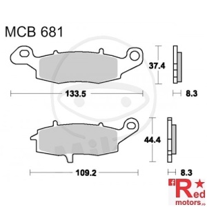 Placute frana fata STD TRW ALTN 133.5x37.48.3/109.2x44.4x8.3 MCB681 pentru CFMOTO NK 650, Kawasaki ER-6F 650, KLE 650, VN 1500, W 800, ZR-7 750, Suzuki DL 650