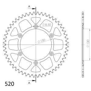 Rear ALU sprocket SUPERSPROX RAL-245:48-BLU Albastru 48T, 520 - Img 2