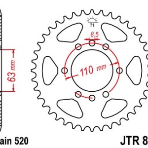 Foaie spate JT JTR 890-45ZBK 45T, 520 Black zinc - Img 2