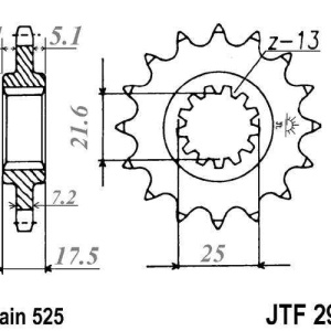 Kit de lant D.I.D Chain - Argintiu lant 525 ZVM-X, X-Ring, pinion fata JT cauciucat, foaie spate JT pentru HONDA CB 500 / S 1994-2003 - Img 3