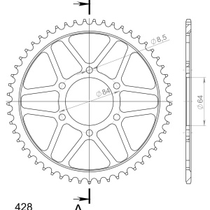 Kit de lant EK - Argintiu lant 428 DEH, Non-sealed, pinion fata SUPERSPROX, foaie spate SUPERSPROX pentru SUZUKI DR 125 S / SE 1985 - Img 5