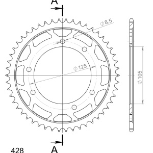 Kit de lant EK - Argintiu lant 428 SHDR, Non-sealed, pinion fata SUPERSPROX, foaie spate SUPERSPROX pentru YAMAHA XT 125 R 2008-2011 - Img 5