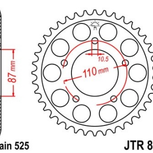Kit de lant EK - Argintiu lant 525 DEX, X-Ring, pinion fata JT cauciucat, foaie spate JT pentru SUZUKI SV 650 / S 1999-2009 - Img 5