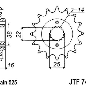 Kit de lant EK - Argintiu lant 525 SRO, O-ring, pinion fata JT cauciucat, foaie spate JT pentru DUCATI Hypermotard 796 2010-2011 - Img 3
