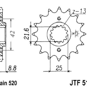 Kit de lant EK - Auriu lant 520 ZVX, X-Ring, pinion fata JT, foaie spate SUPERSPROX pentru KAWASAKI KLR 650 1987-1989 - Img 3