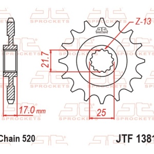 Pinion fata JT JTF 1381-15RB 15T, 520 rubber cushioned - Img 3