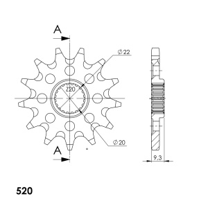 Pinion fata SUPERSPROX CST-250:13 13T, 520 - Img 2