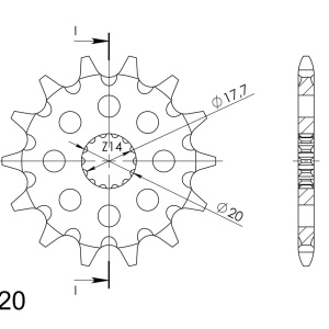 Pinion fata SUPERSPROX CST-564:13 13T, 520 - Img 2