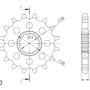 Pinion fata SUPERSPROX CST-579:16 16T, 530 - Img 2